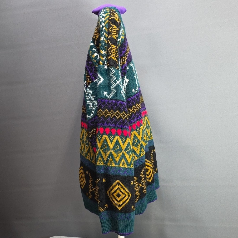 Vintage Woolrich Sweater Women's Size Large Colorful Geometric Knit Green Purple - Picture 2 of 9